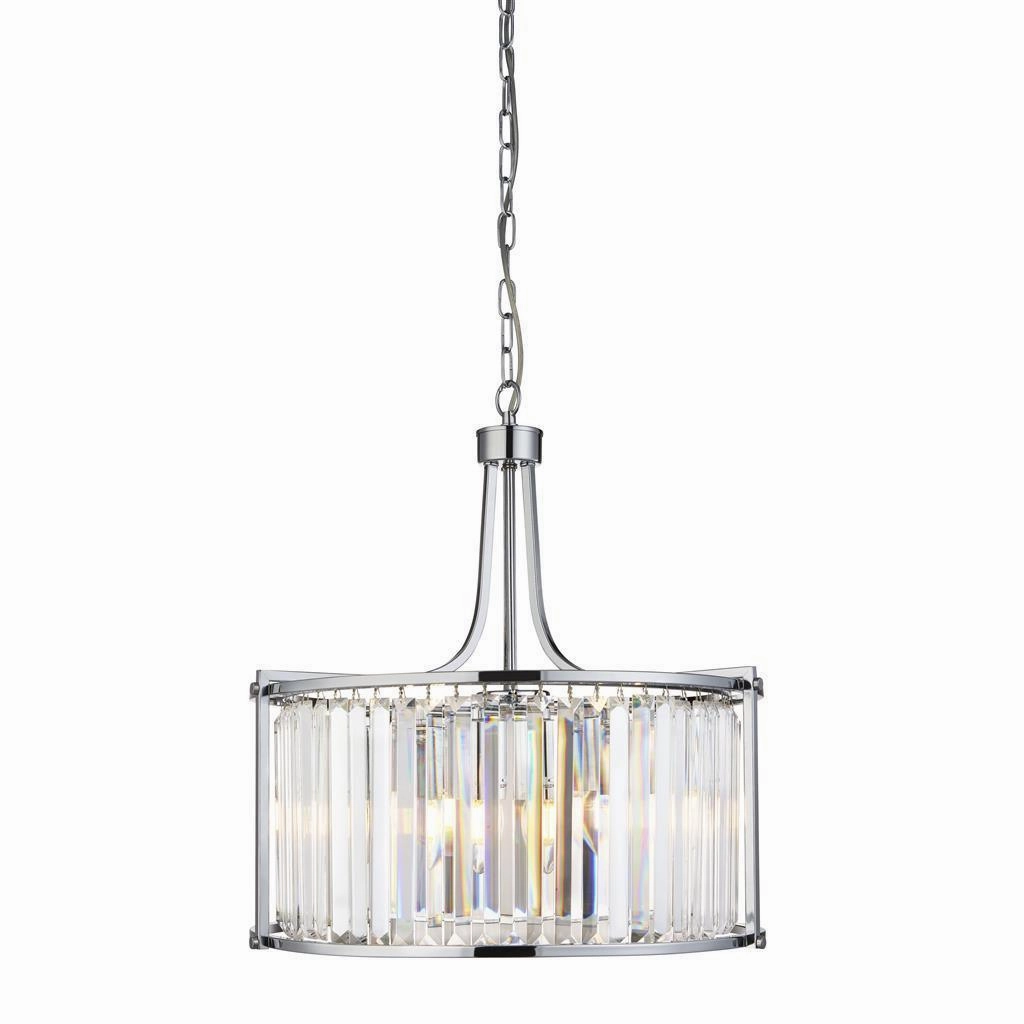 Victoria 5 Light Chrome & Crystal Glass Drum Ceiling Pendant minimalist ceiling light