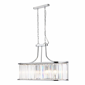Victoria 5 Light Oval Chrome Ceiling Pendant - Crystal Glass minimalist ceiling light