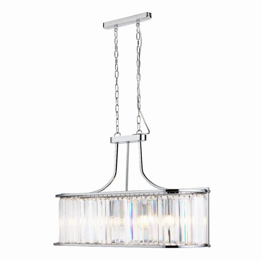 Victoria 5 Light Oval Chrome Ceiling Pendant - Crystal Glass minimalist ceiling light