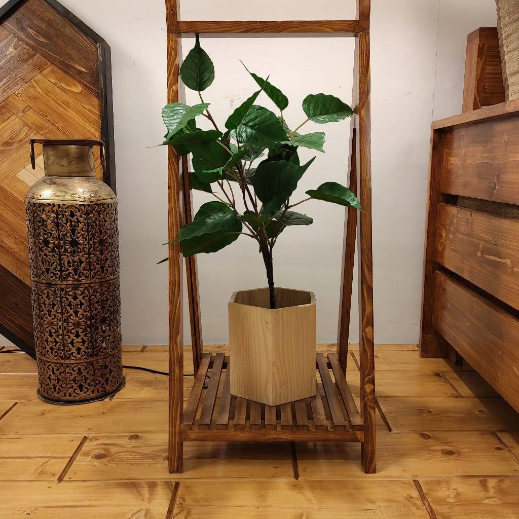 Victoria Wooden Floor Lamp with Brown Base and Jute Fabric Lampshade (BULB NOT INCLUDED)