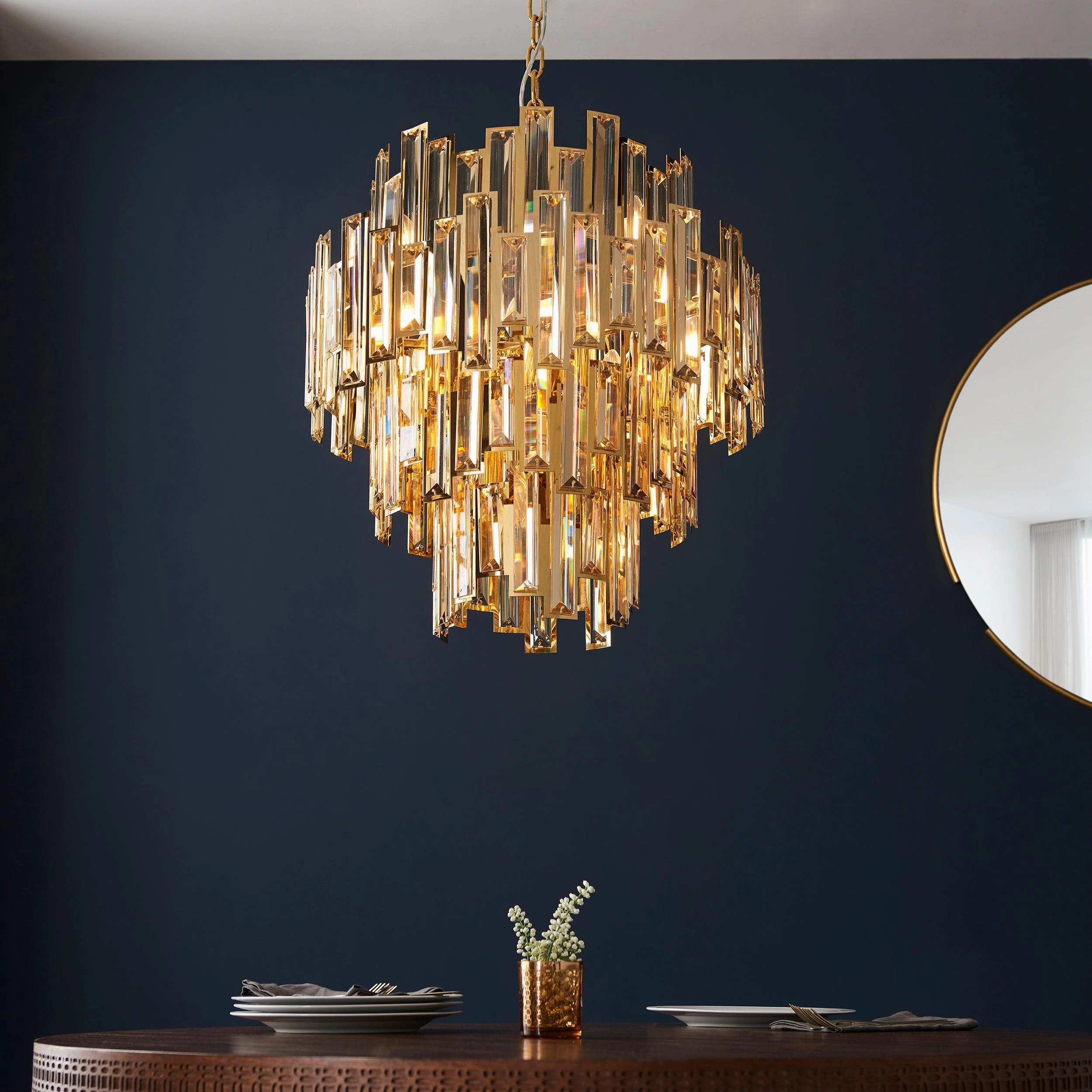 Viviana 12 Light Gold & Champagne Crystal Ceiling Pendant