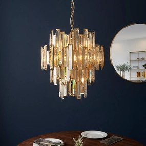 Viviana 12 Light Gold & Champagne Crystal Ceiling Pendant modern ceiling lamp