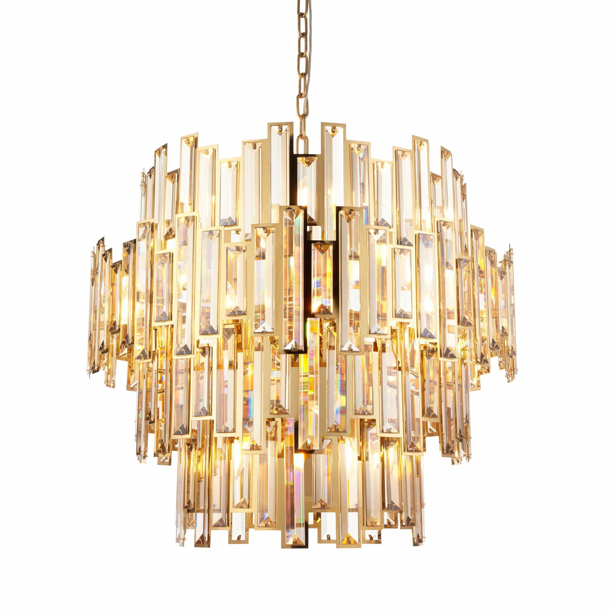 Viviana 15 Light Adjustable Gold & Champagne Crystal Pendant
