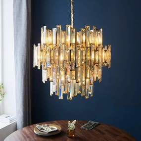 Viviana 15 Light Adjustable Gold & Champagne Crystal Pendant modern ceiling lamp