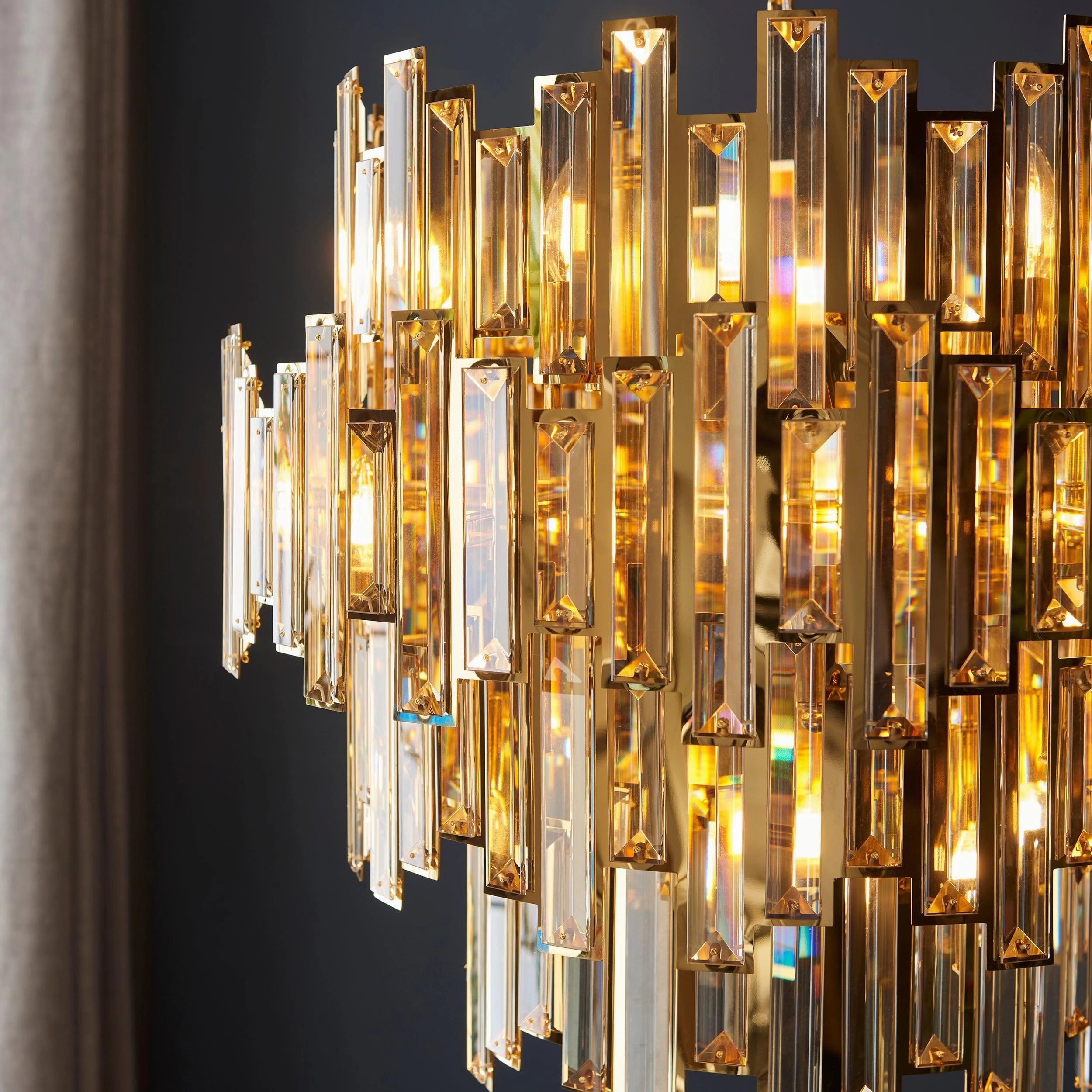 Viviana 15 Light Adjustable Gold & Champagne Crystal Pendant