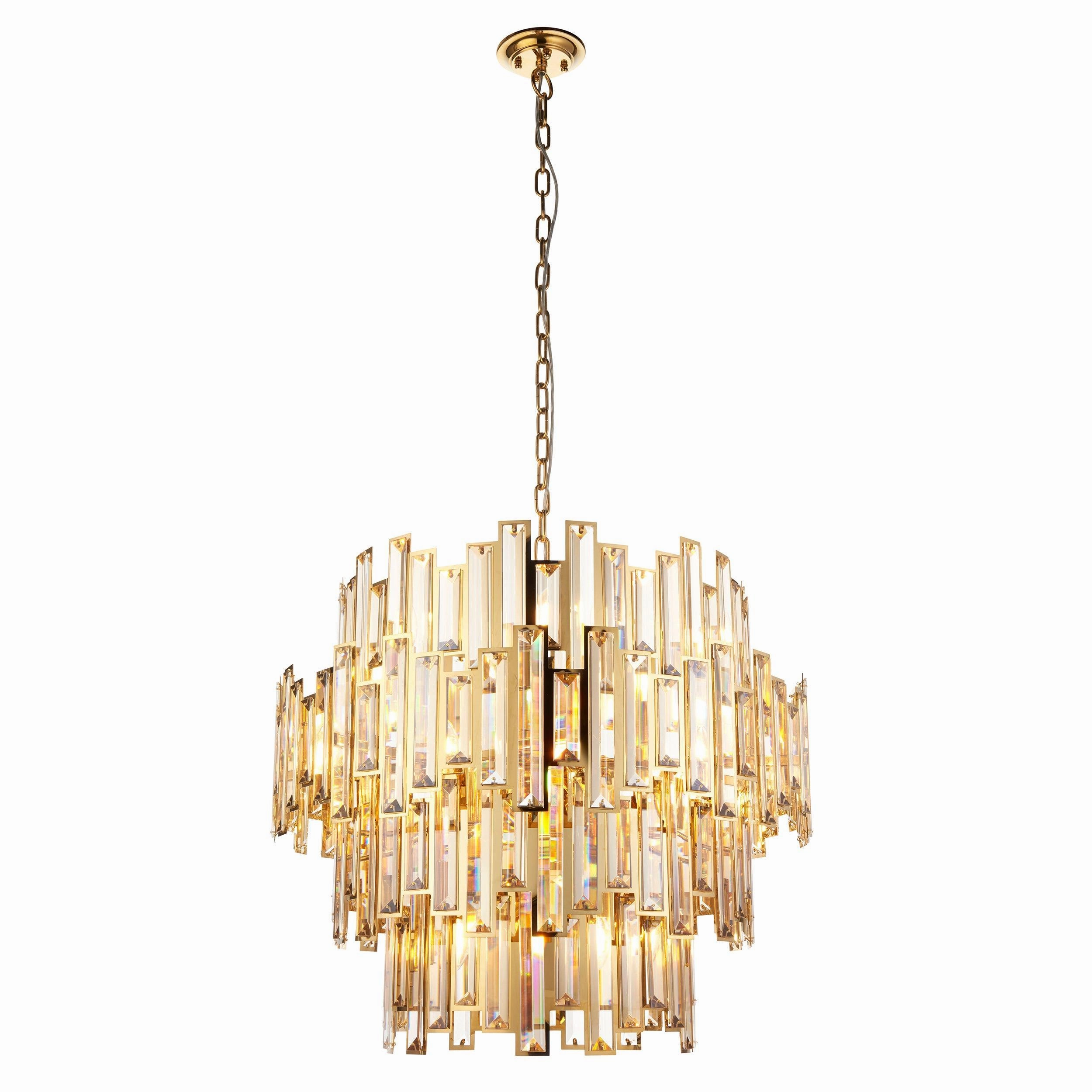 Viviana 15 Light Adjustable Gold & Champagne Crystal Pendant