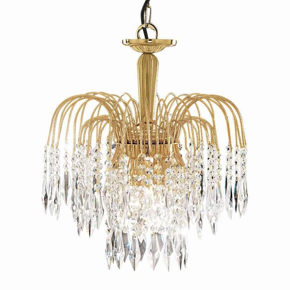 Waterfall 3 Light Gold Clear Crystal Ceiling Pendant minimalist ceiling light
