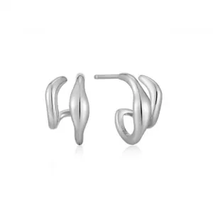 Wave Double Hoop Stud Earrings E044-04H Ania Haie Jewellery