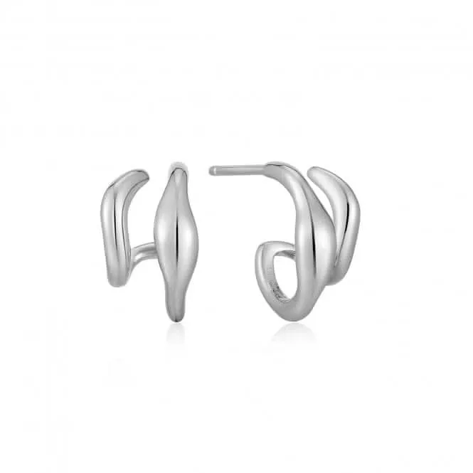 Wave Double Hoop Stud Earrings E044-04H Ania Haie Jewellery
