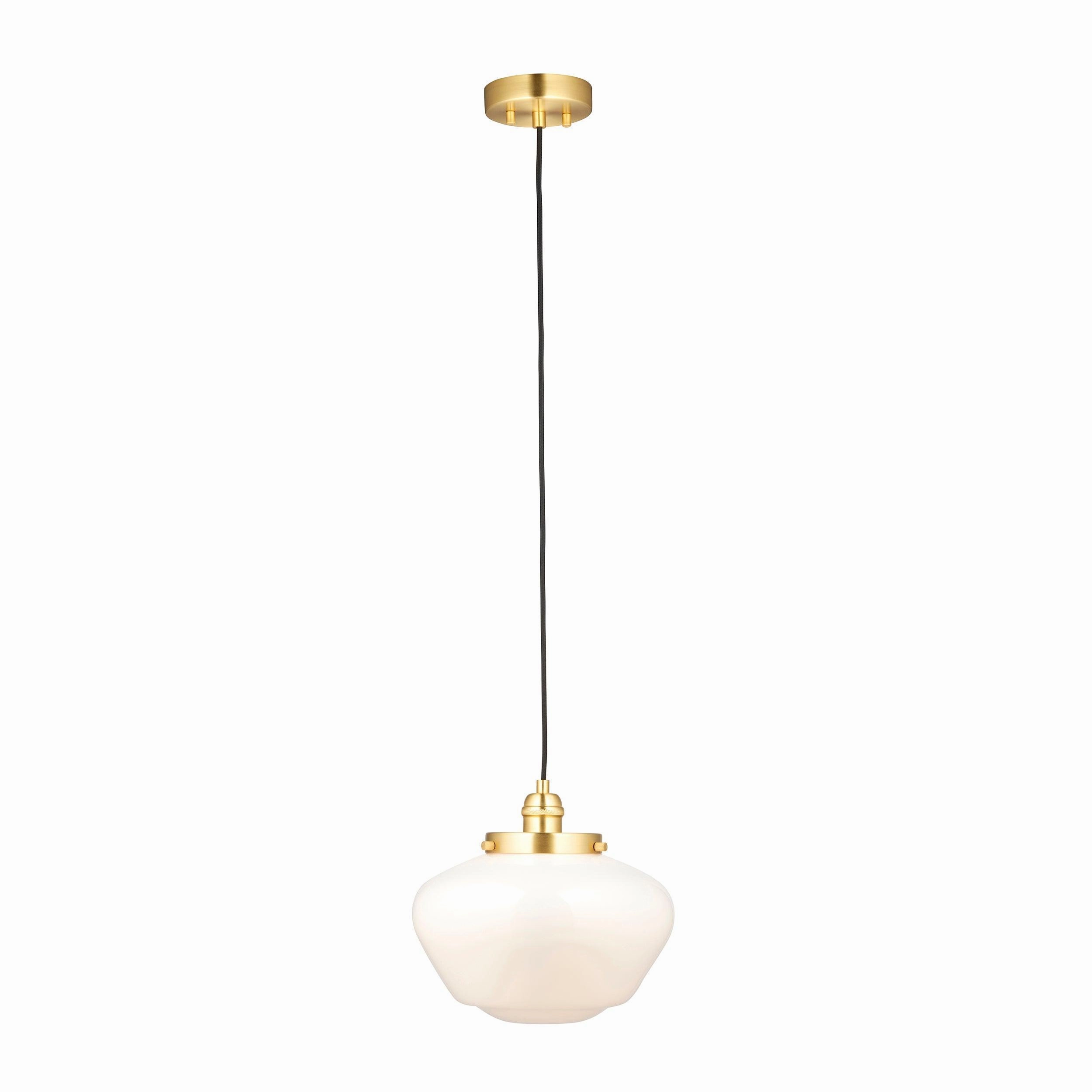 Westbourne Brass Pendant Ceiling Light - Opal Glass Shade