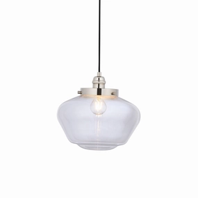 Westbourne Nickel Ceiling Pendant Light - Clear Glass Shade minimalist ceiling light