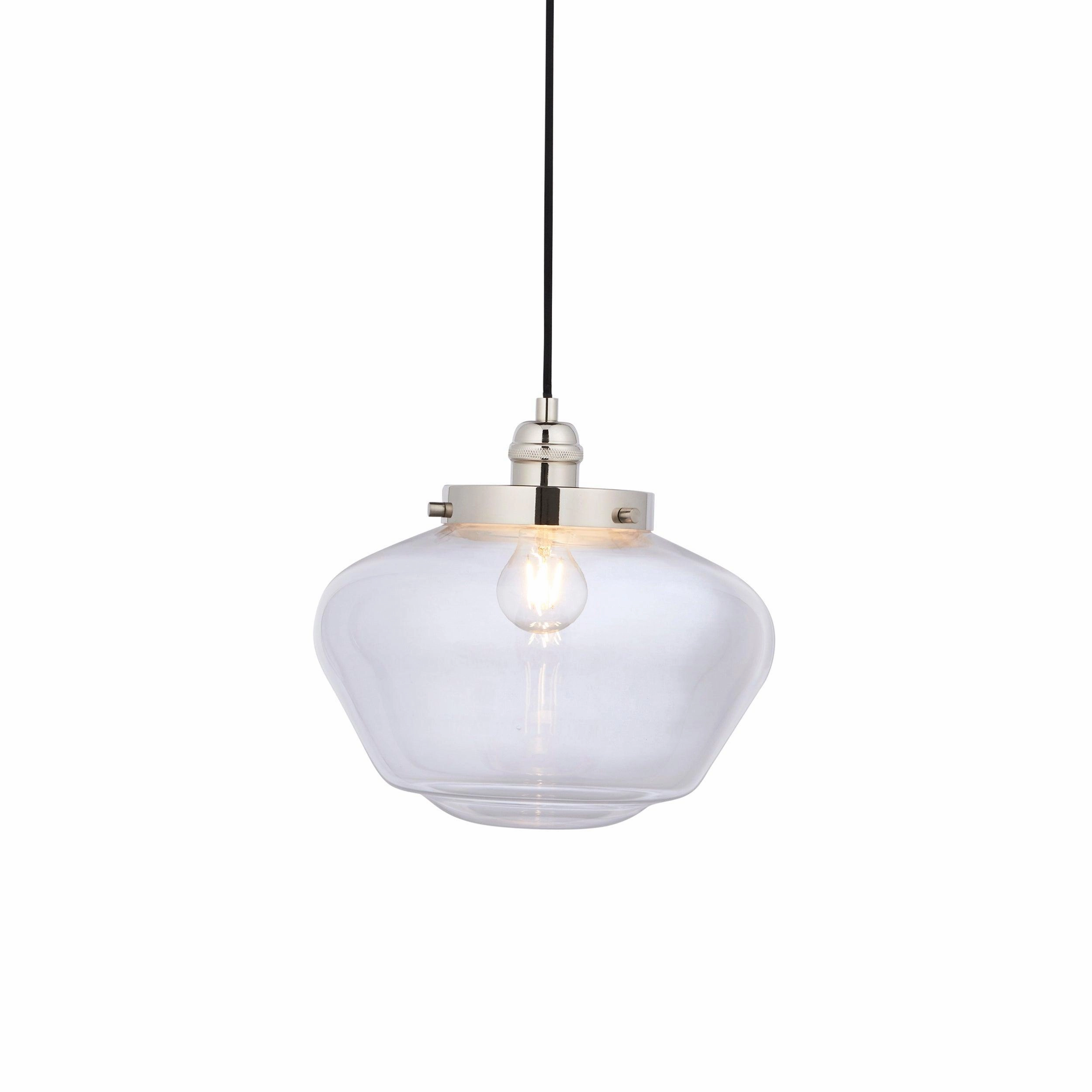 Westbourne Nickel Ceiling Pendant Light - Clear Glass Shade minimalist ceiling light