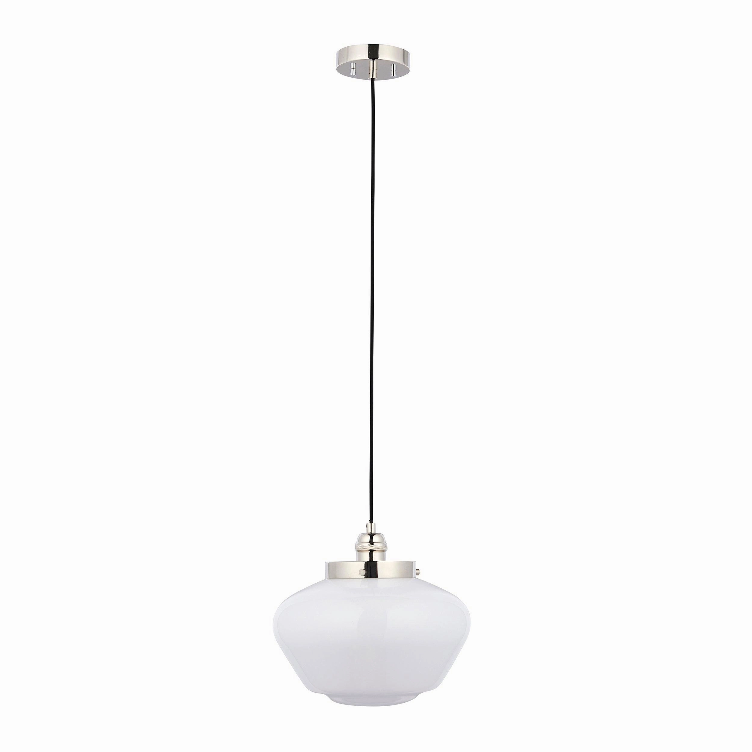 Westbourne Nickel Ceiling Pendant Light - Opal Glass Shade