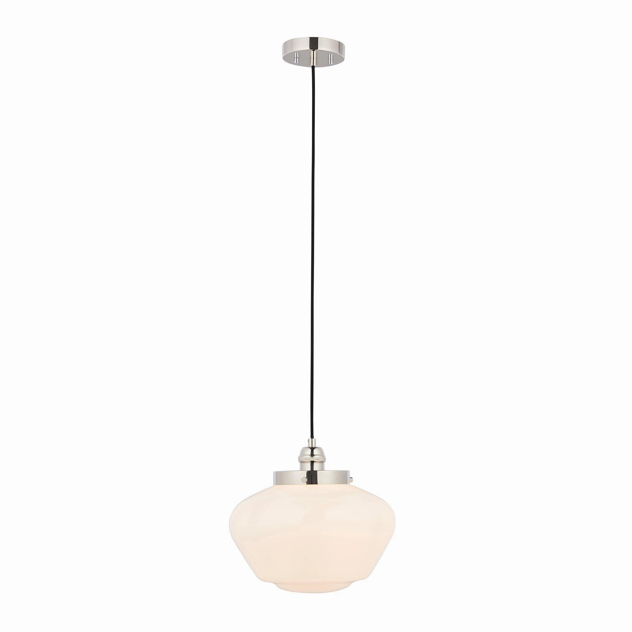 Westbourne Nickel Ceiling Pendant Light - Opal Glass Shade