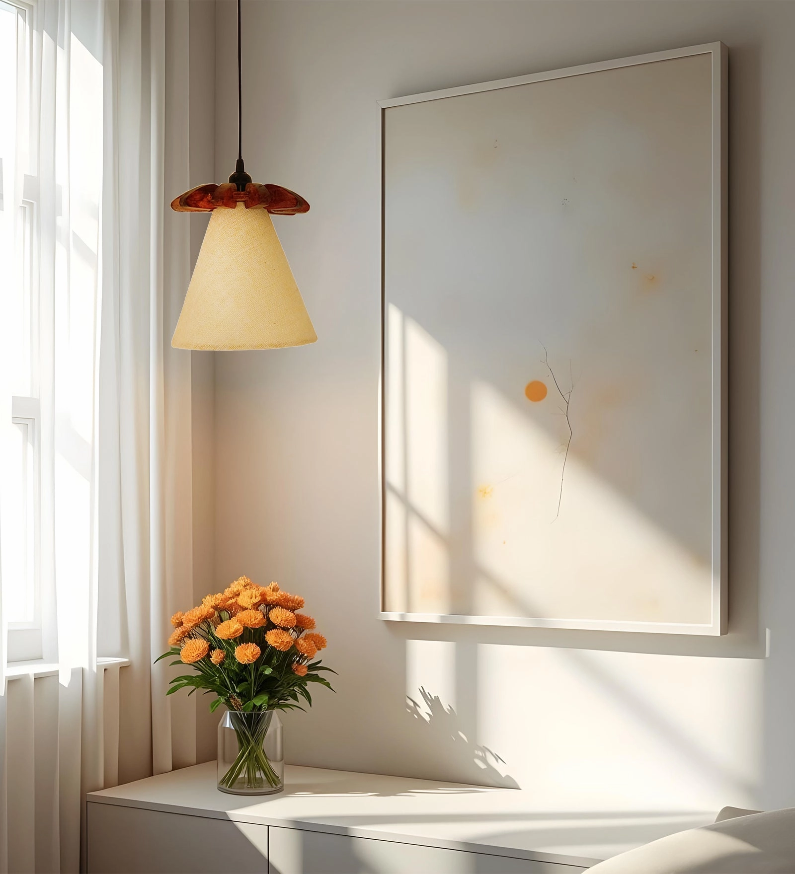 Whirl Brown Wooden Single Hanging Lamp (BULB NOT INCLUDED)