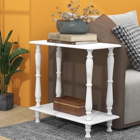 White 2-Tier Wooden Side Table C Vintage French Style for Living Room & Bedroom, Perfect for Small Spaces Louis Poulsen chandelier