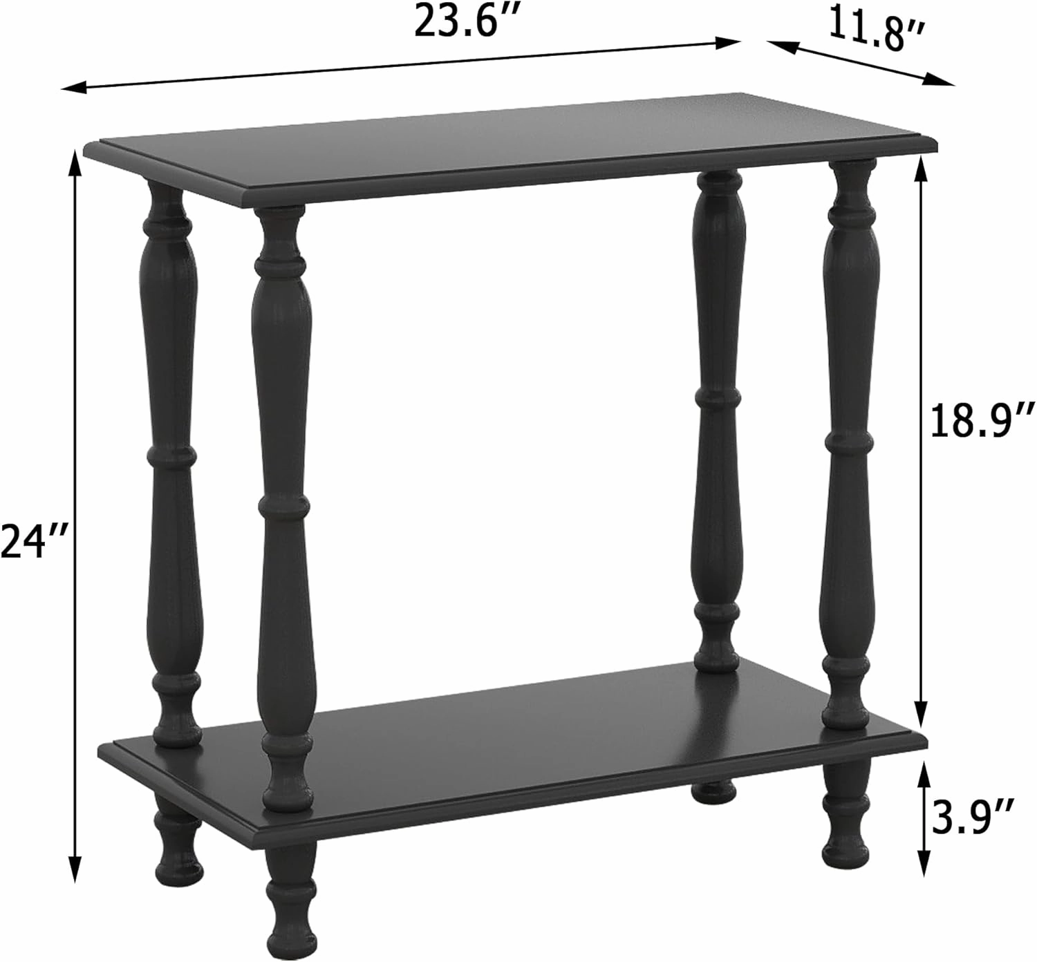 White 2-Tier Wooden Side Table C Vintage French Style for Living Room & Bedroom, Perfect for Small Spaces
