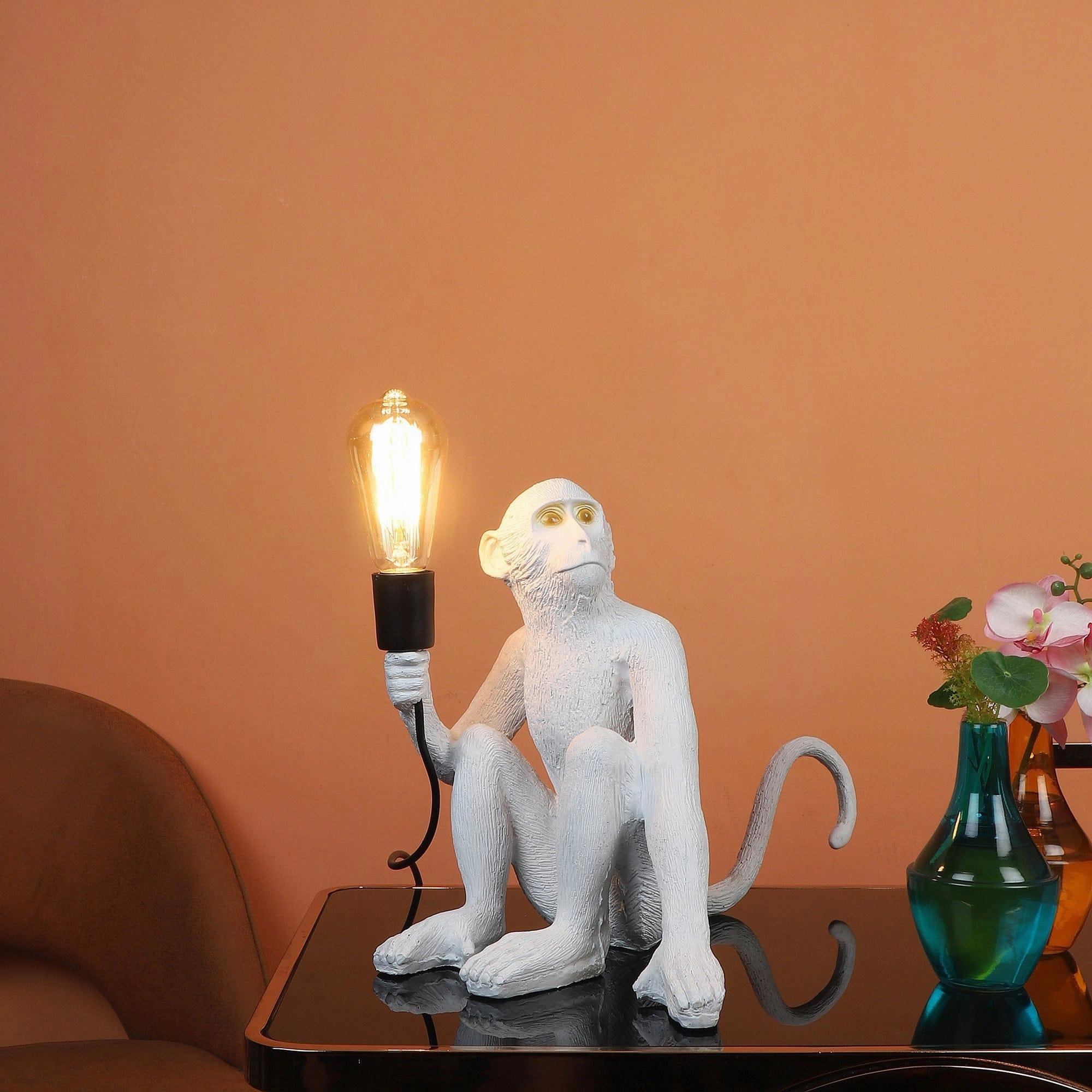 White fiberl Monkey Shape Table Lamp Louis Poulsen chandelier