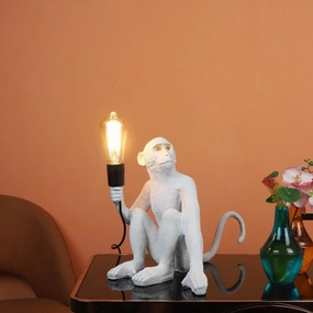White fiberl Monkey Shape Table Lamp Louis Poulsen chandelier