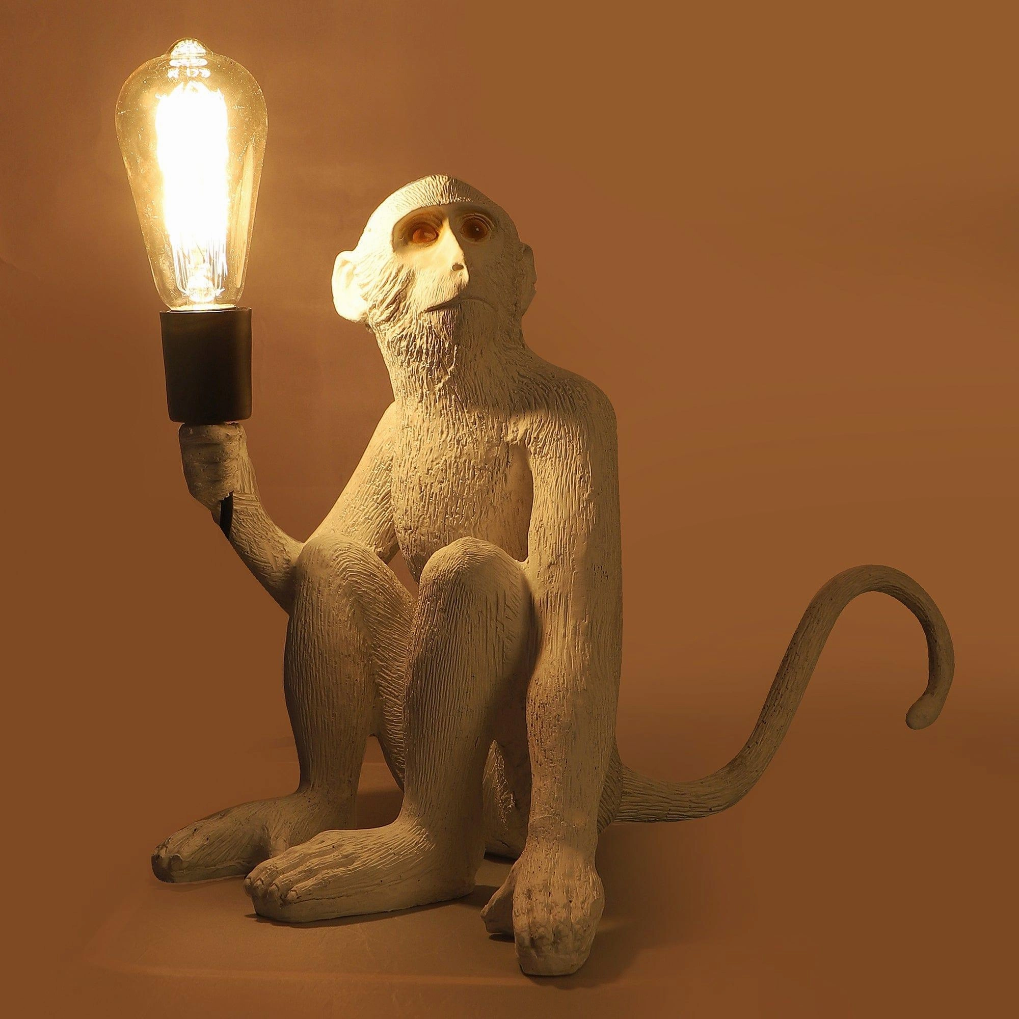 White fiberl Monkey Shape Table Lamp