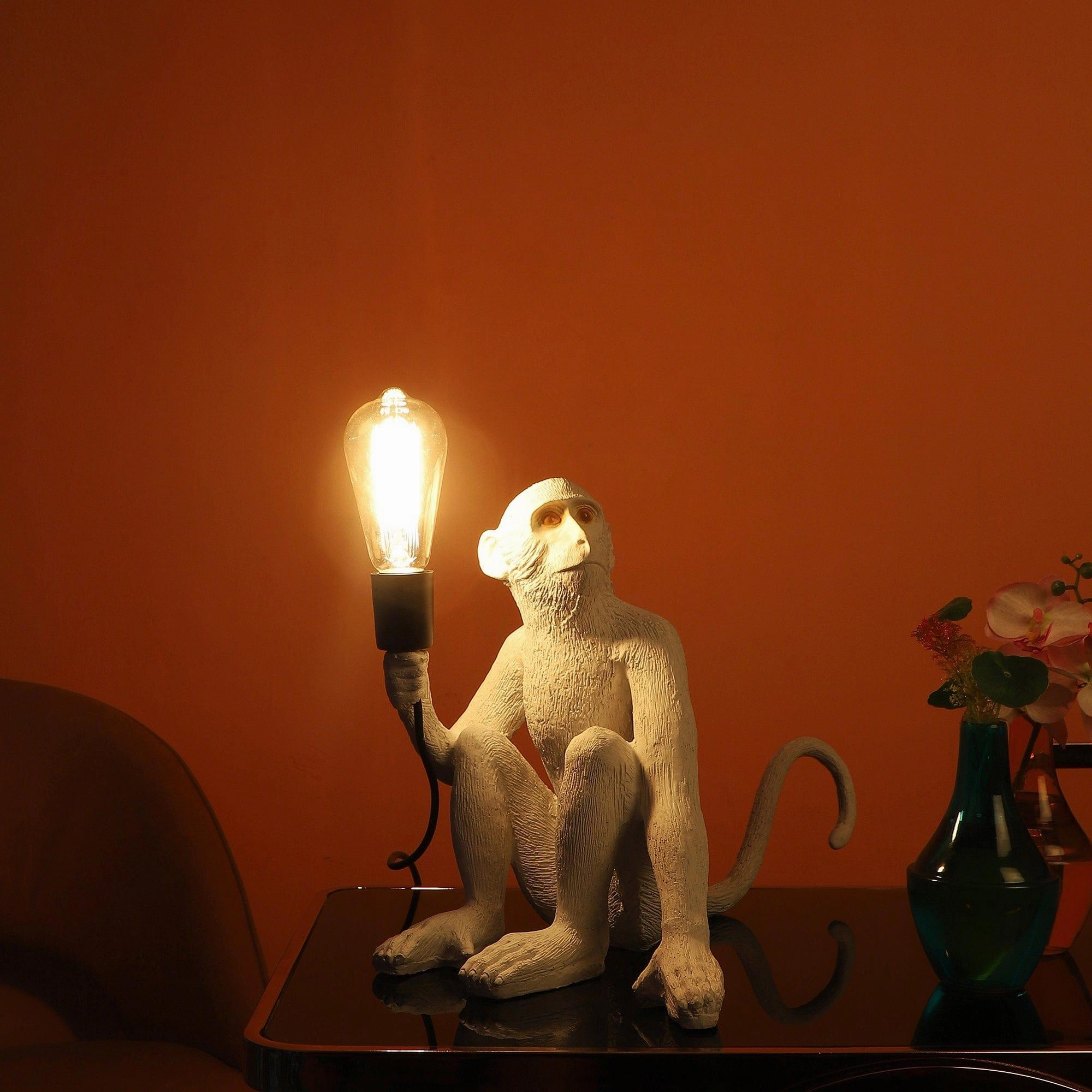 White fiberl Monkey Shape Table Lamp