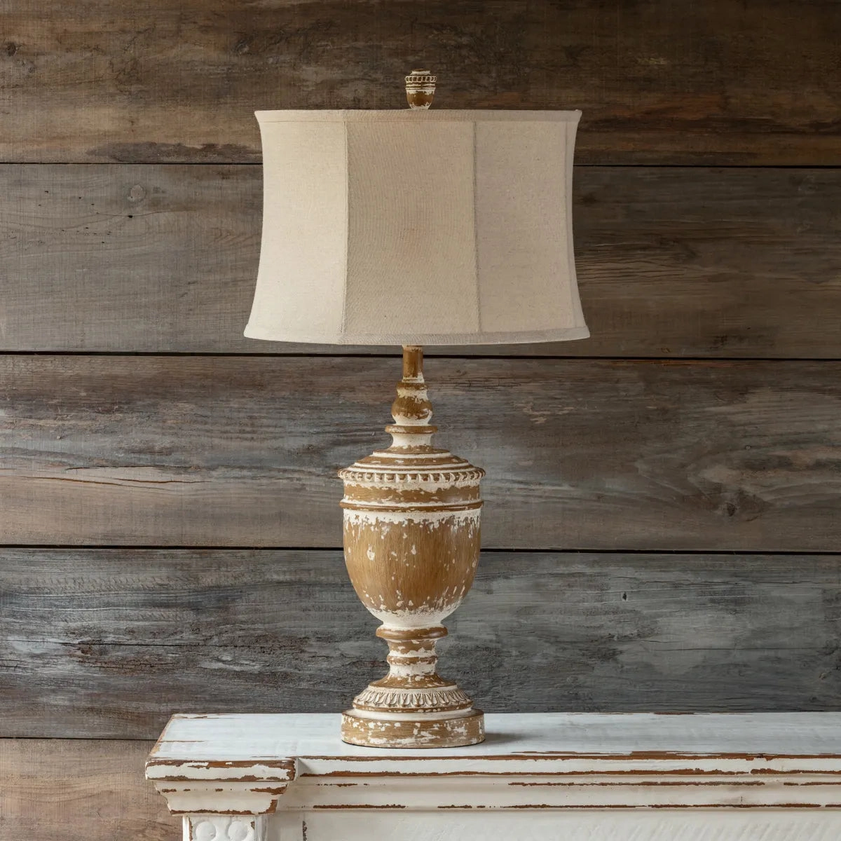 White Washed Finial Lamp Set rechargeable bedside light