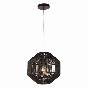 Wicker 1 Light Black Rope Effect Ceiling Pendant Searchlight minimalist ceiling light