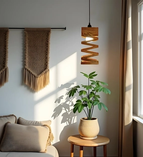Wiggle Brown Wooden Single Hanging Lamp (BULB NOT INCLUDED) contemporary ceiling fixture
