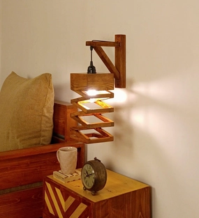 Wiggle L Brown Wooden Wall Light (BULB NOT INCLUDED) vintage desk lamp