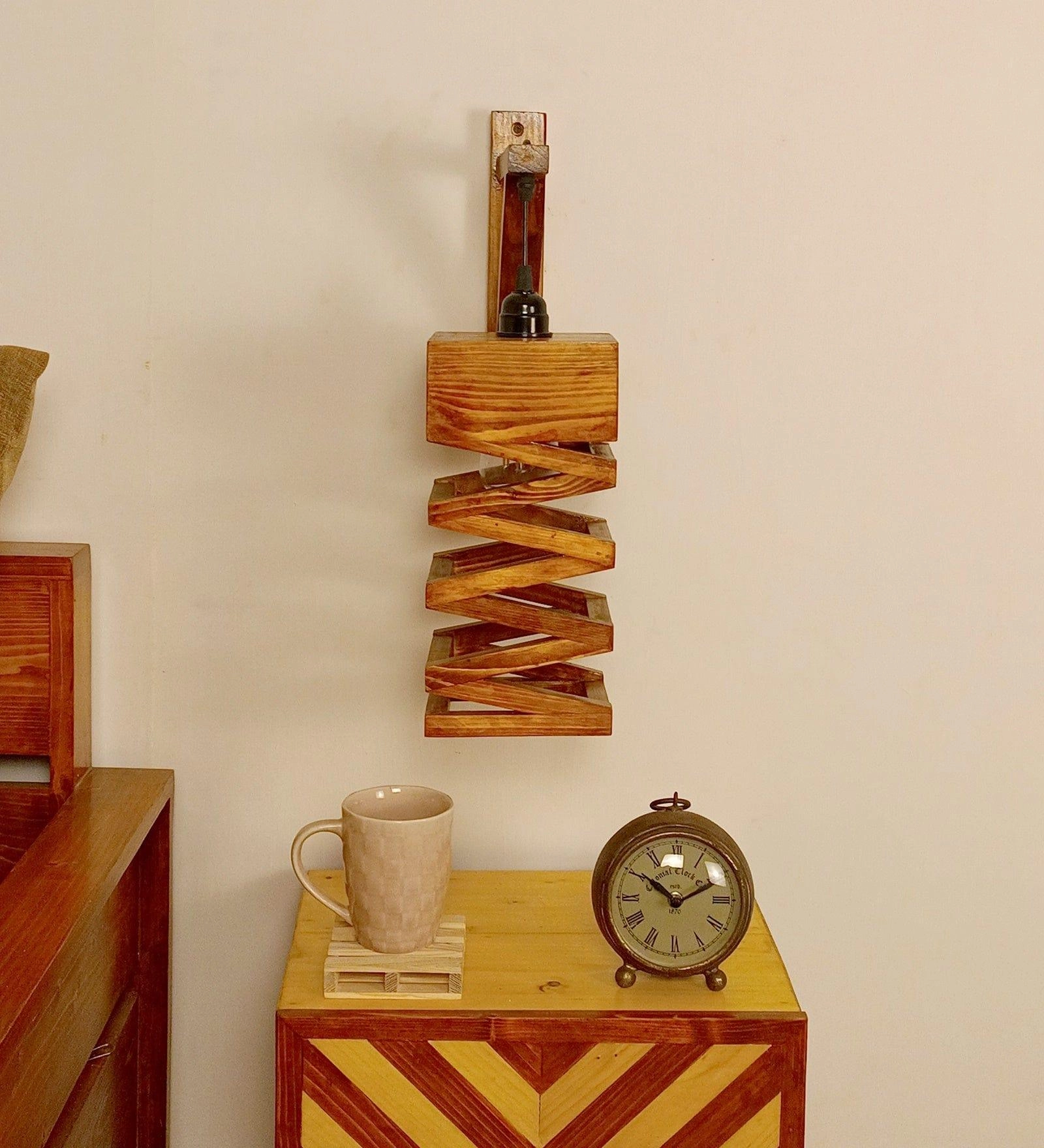 Wiggle L Brown Wooden Wall Light (BULB NOT INCLUDED)
