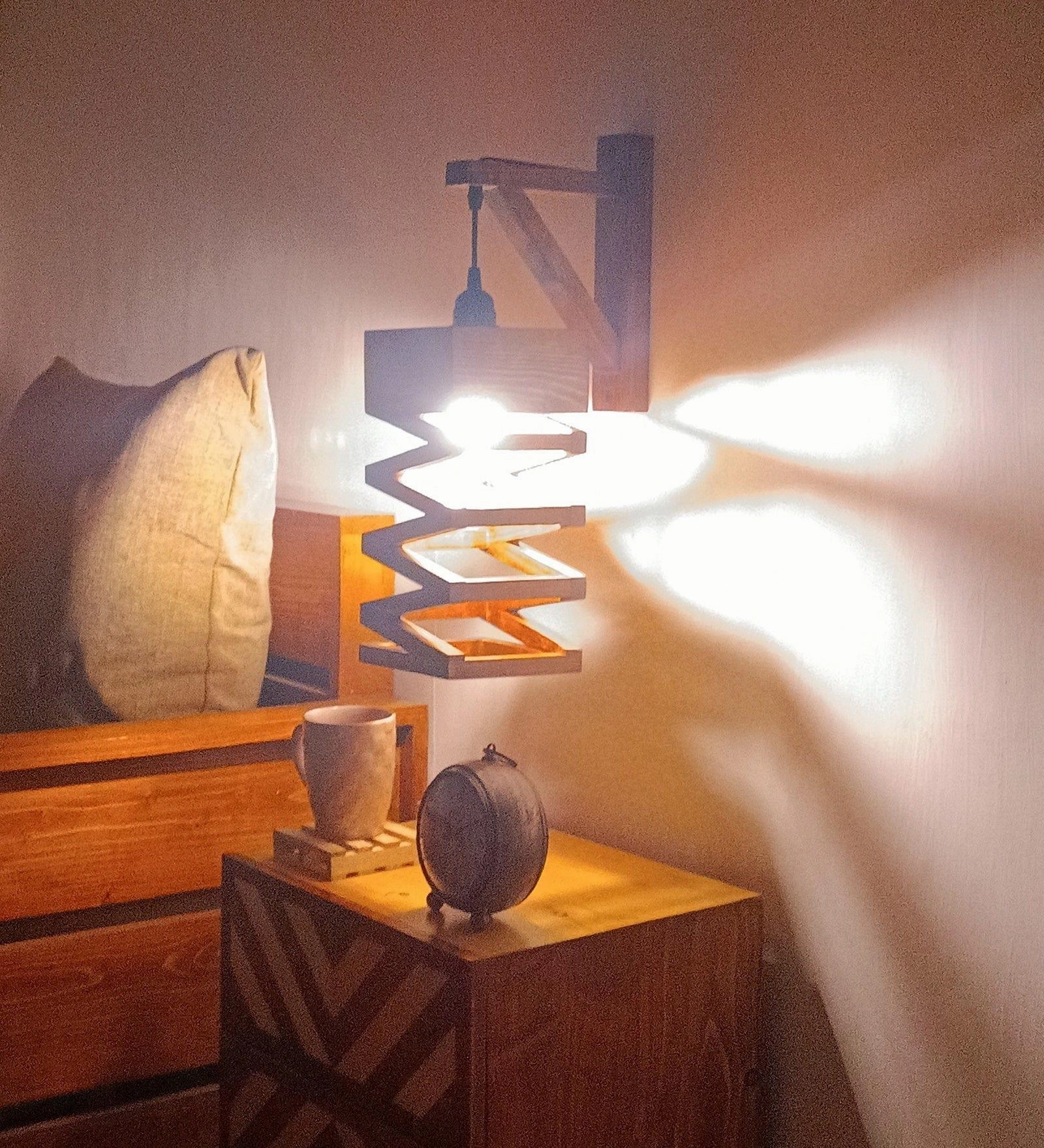 Wiggle L Brown Wooden Wall Light (BULB NOT INCLUDED)