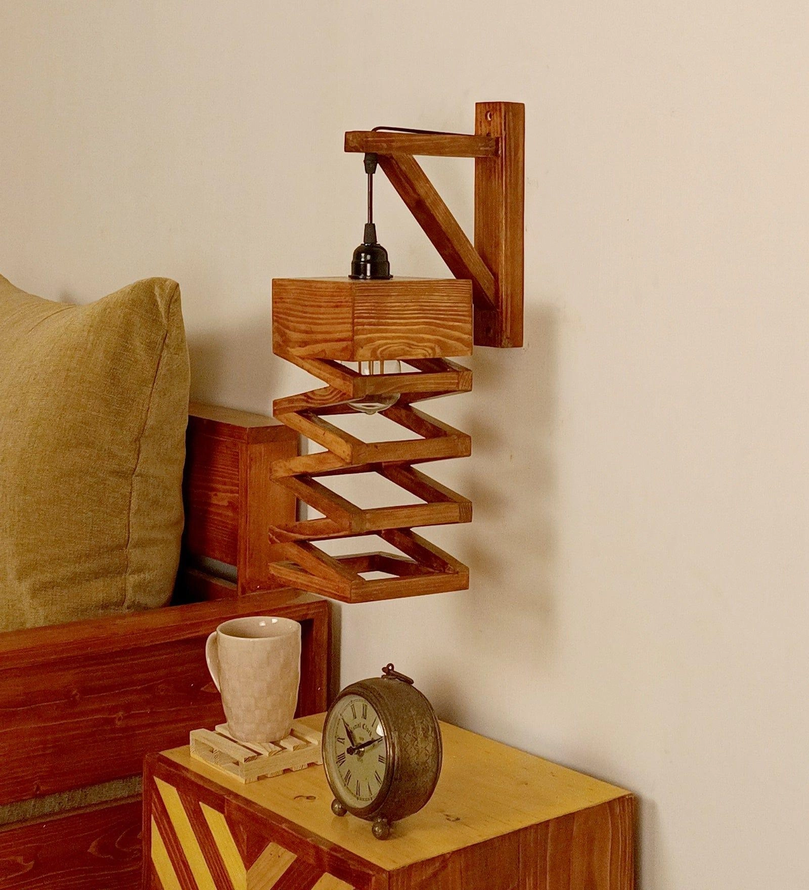 Wiggle L Brown Wooden Wall Light (BULB NOT INCLUDED)