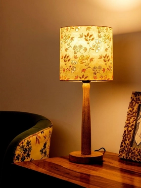 Wooden Brown Lamp with Blue Gardenia Shade Louis Poulsen chandelier