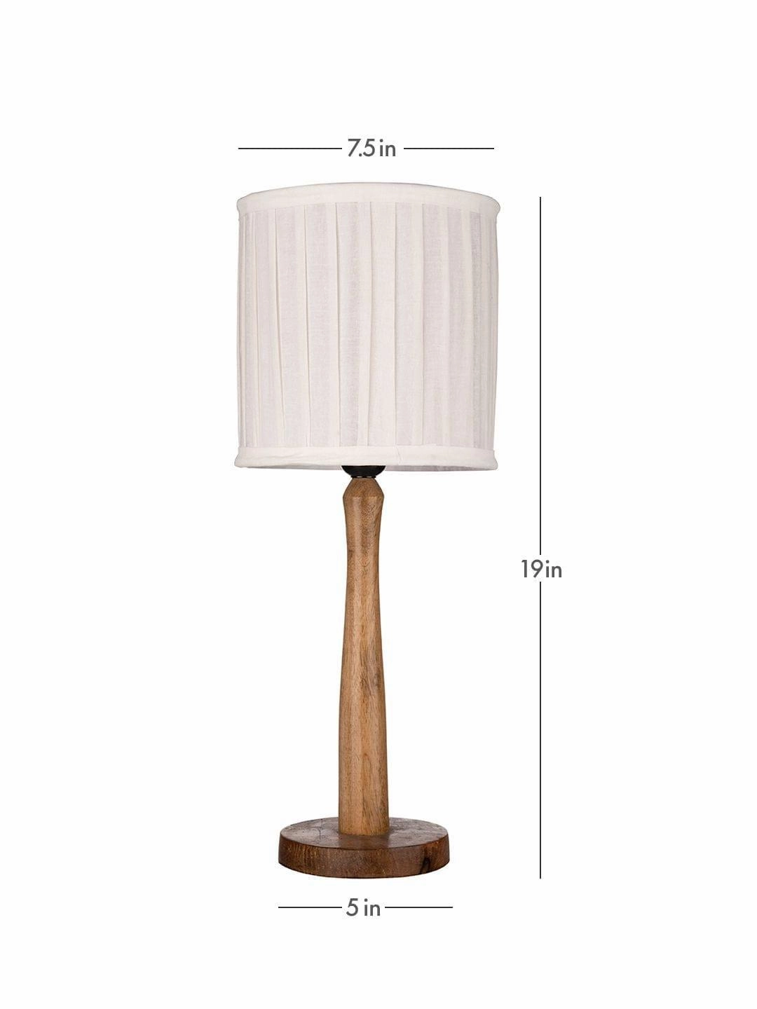 Wooden Brown Lamp with pleeted Balck Shade