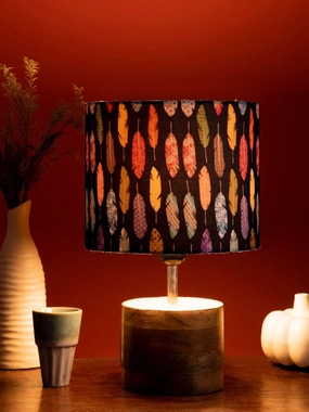 Wooden Brown Log Lamp with Colorful Feathers Shade Louis Poulsen chandelier