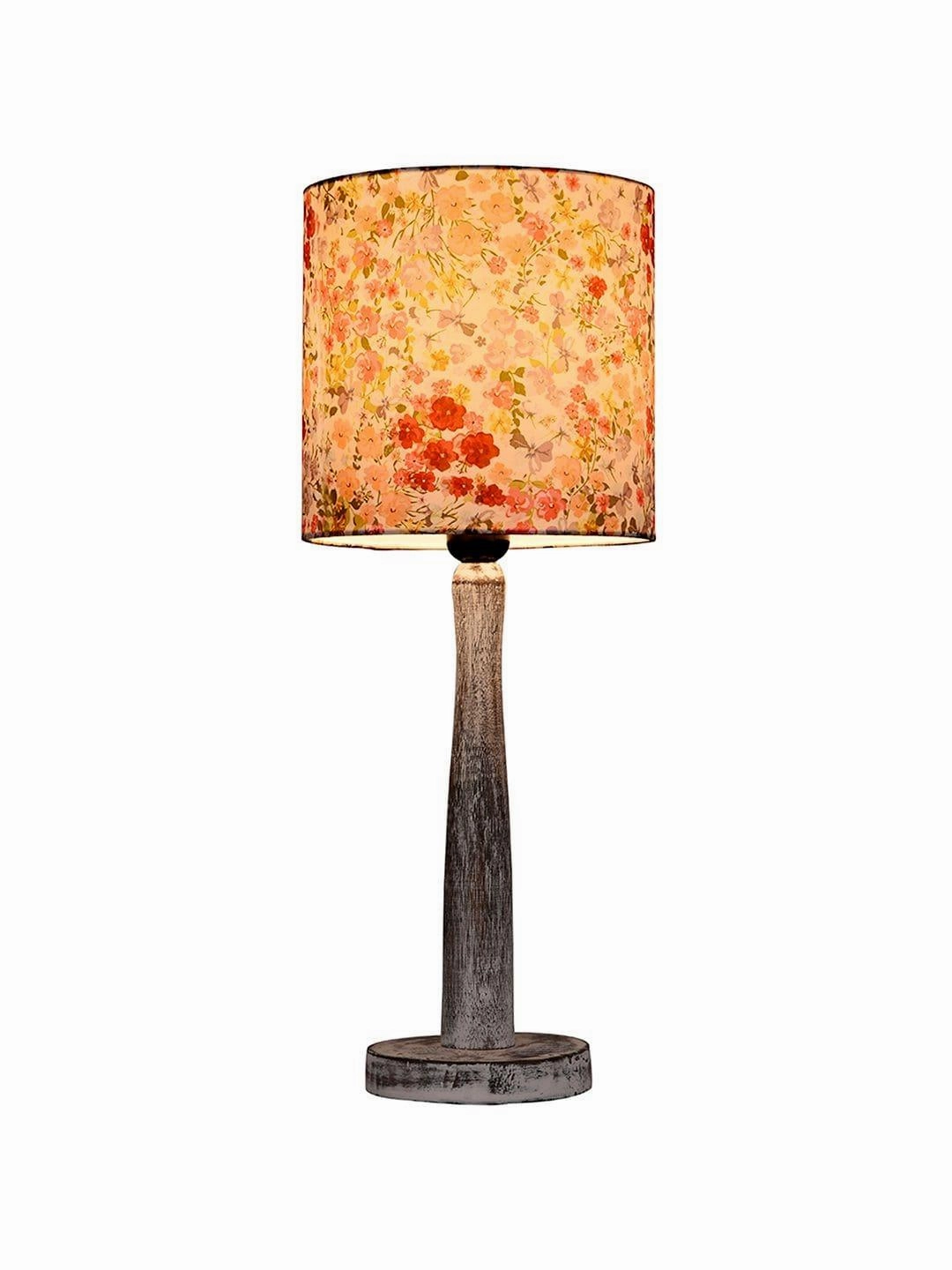 Wooden Brown Log Lamp with Green Chaos Shade