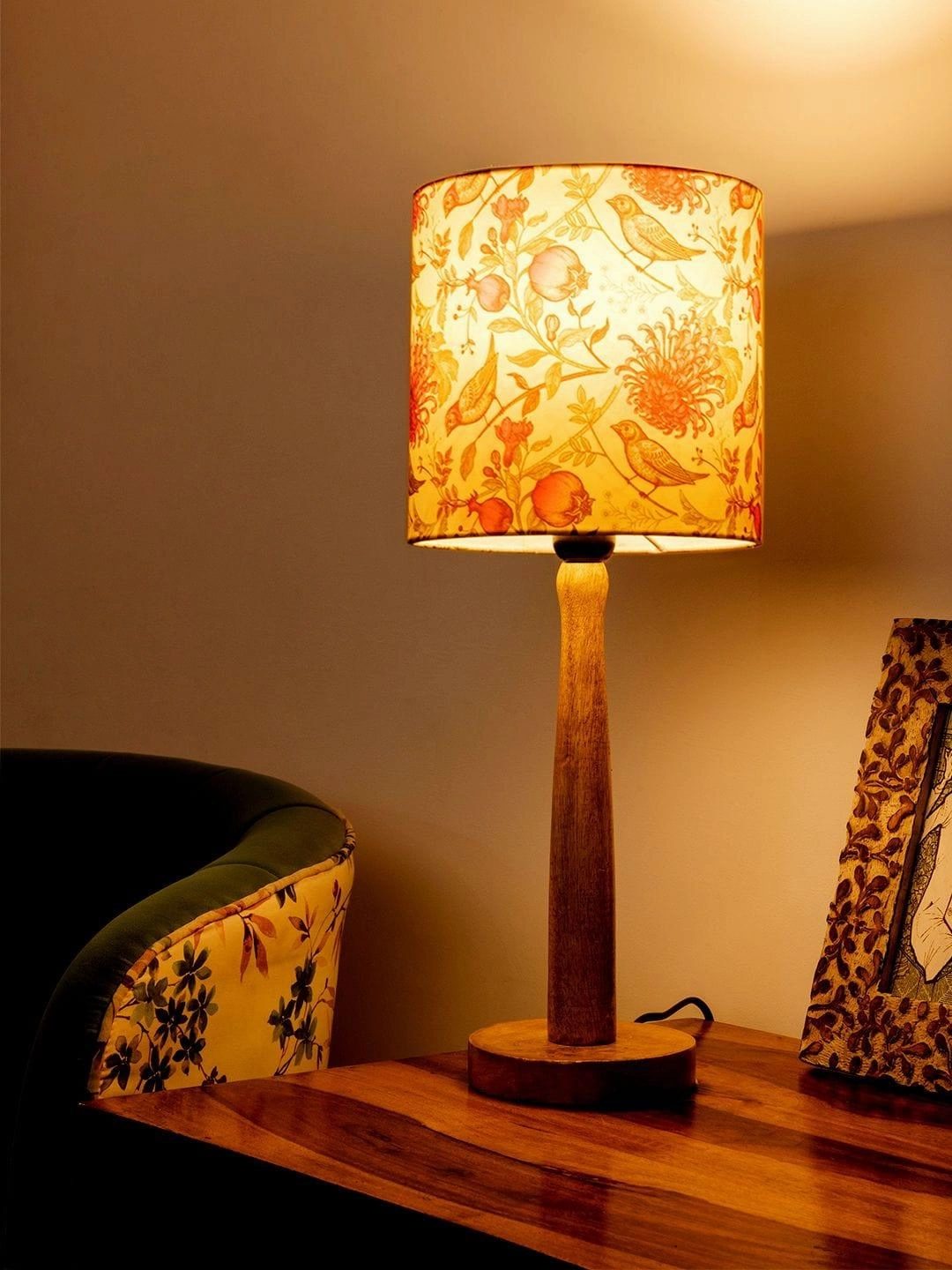 Wooden Brown Table Lamp with Birdy Shade Louis Poulsen chandelier