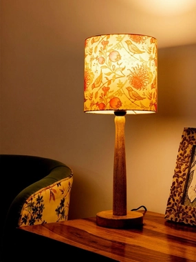 Wooden Brown Table Lamp with Birdy Shade Louis Poulsen chandelier