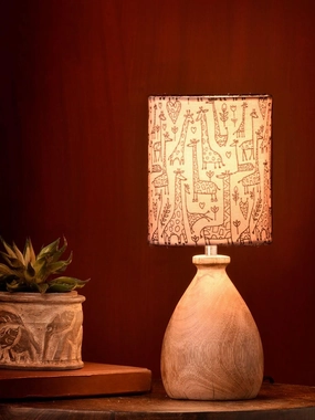 Wooden Dome Table Lamp Animal Printed Shade Louis Poulsen chandelier