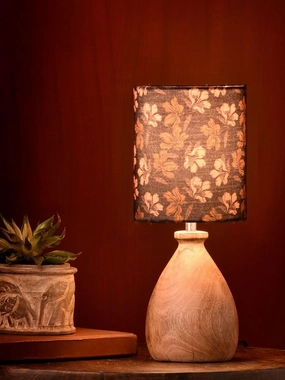 Wooden Dome Table Lamp Black Floral Shade Louis Poulsen chandelier