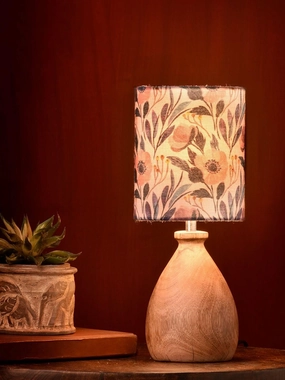 Wooden Dome Table Lamp Pink Floral Shade Louis Poulsen chandelier