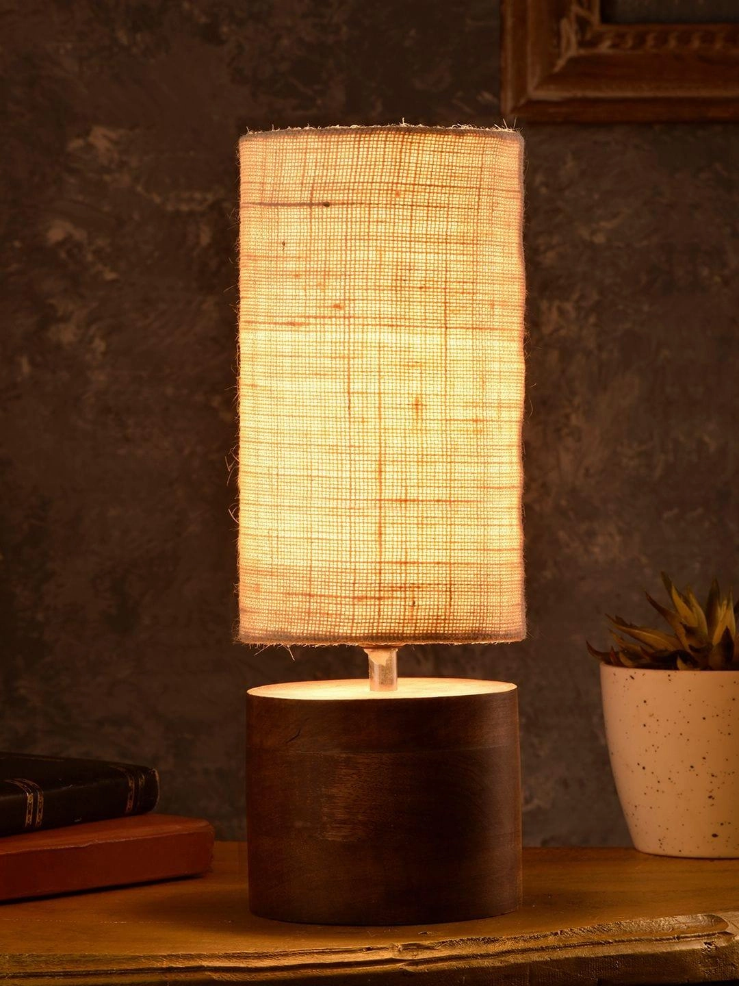 Wooden Log Table Lamp with White Jute Shade Louis Poulsen chandelier