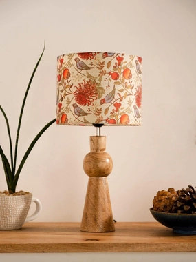 Wooden Skirt Lamp with Multicolor Birdy Shade Louis Poulsen chandelier