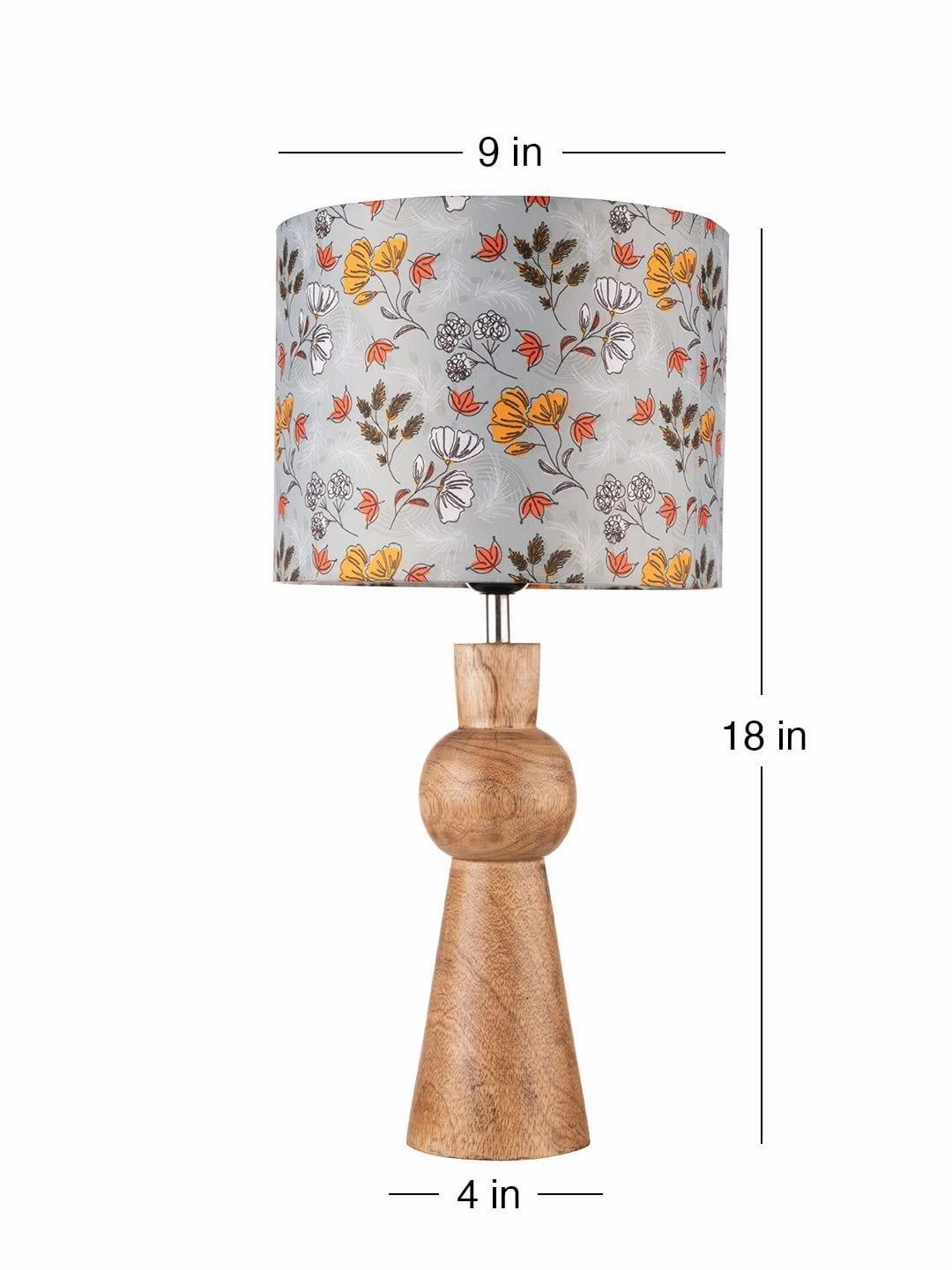 Wooden Skirt Lamp with Multicolor Gardenia Shade