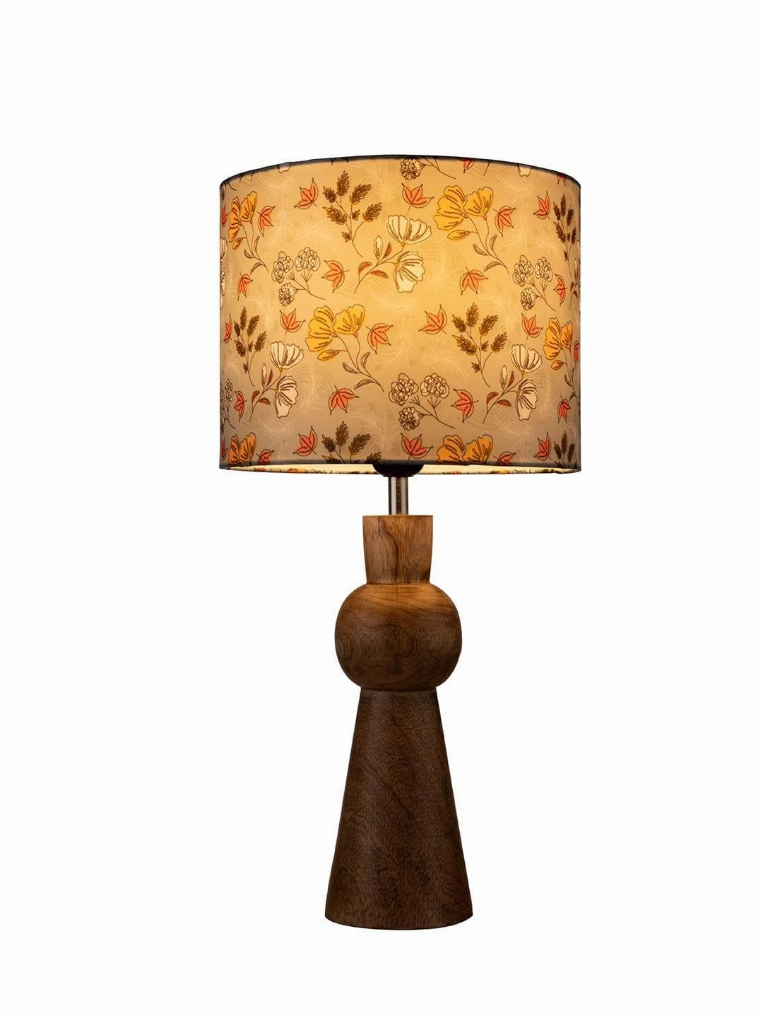 Wooden Skirt Lamp with Multicolor Gardenia Shade