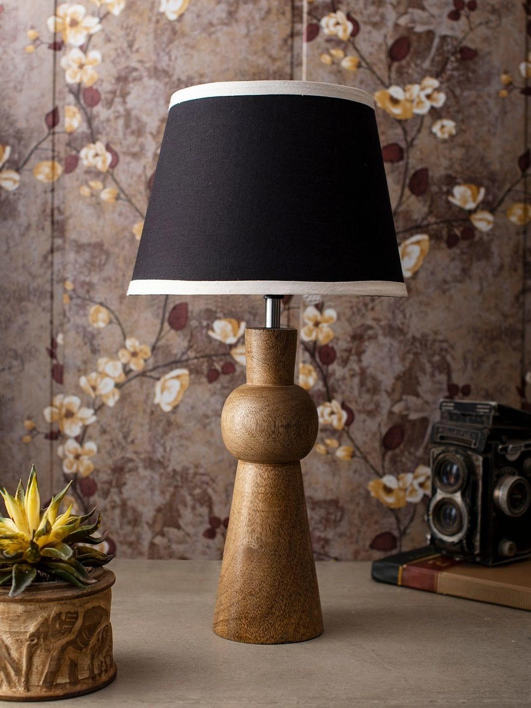 Wooden Skirt Lamp with White Black Shade Louis Poulsen chandelier