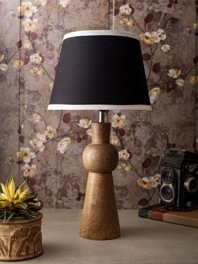 Wooden Skirt Lamp with White Black Shade Louis Poulsen chandelier