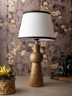 Wooden Skirt Lamp with White Cotton Shade Louis Poulsen chandelier