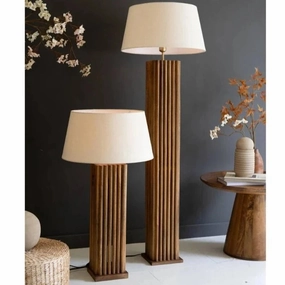 Wooden Spindles Table & Floor Lamp rechargeable bedside light