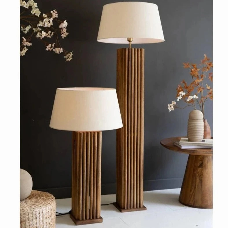 Wooden Spindles Table & Floor Lamp rechargeable bedside light